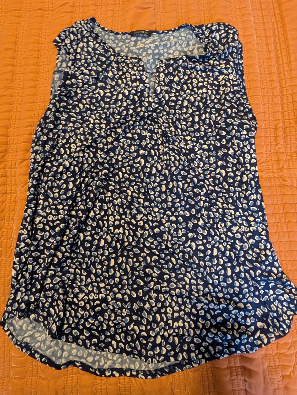 Papermoon Navy Blue and White Printed Sleeveless Camisole